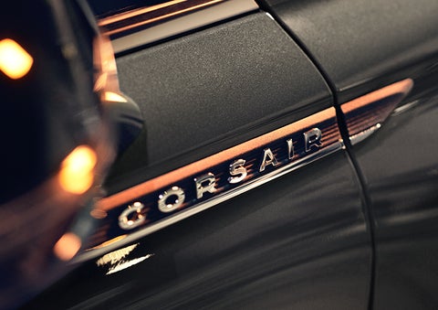 The stylish chrome badge reading “CORSAIR” is shown on the exterior of the vehicle. | Magic City Lincoln in Roanoke VA
