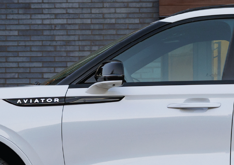The driver’s door of a white 2025 Lincoln Aviator® SUV is showcased. | Magic City Lincoln in Roanoke VA