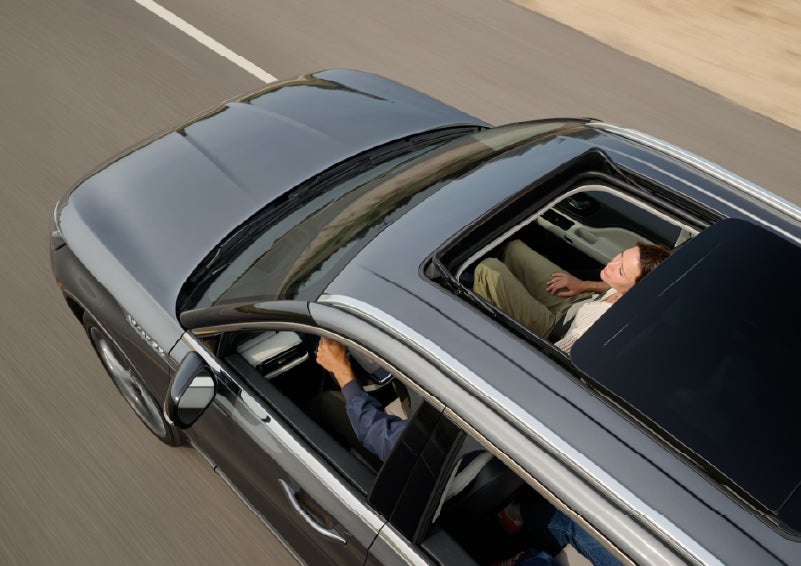 The available panoramic Vista Roof® of a 2027 Lincoln Aviator® SUV is open. | Magic City Lincoln in Roanoke VA